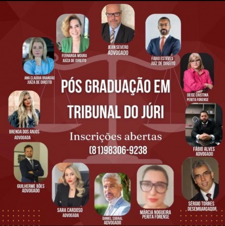 Primeira Pós-Graduação em Tribunal do Júri 100% online