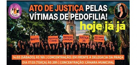 Ato contra pedofilia acontece hoje as 16 horas em frente a Delegacia de Piraju na praça