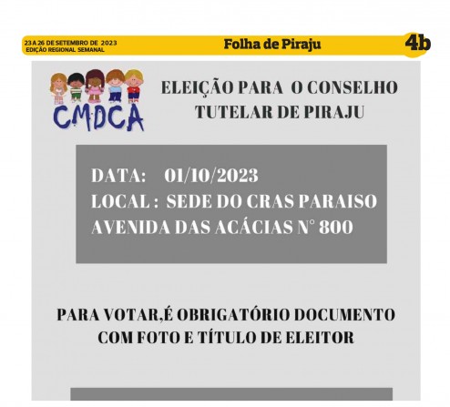 VEJA QUEM SÃO OS CANDIDATOS AO CONSELHO TUTELAR EM PIRAJU . ELEIÇÃO É HOJE, DOMINGO